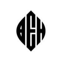 BEX circle letter logo design with circle and ellipse shape. BEX ellipse letters with typographic style. The three initials form a circle logo. BEX Circle Emblem Abstract Monogram Letter Mark Vector. vector