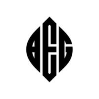 BEG circle letter logo design with circle and ellipse shape. BEG ellipse letters with typographic style. The three initials form a circle logo. BEG Circle Emblem Abstract Monogram Letter Mark Vector. vector