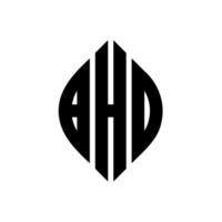 diseño de logotipo de letra de círculo bhd con forma de círculo y elipse. letras de elipse bhd con estilo tipográfico. las tres iniciales forman un logo circular. vector de marca de letra de monograma abstracto del emblema del círculo bhd.