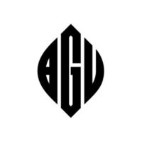 diseño de logotipo de letra de círculo bgu con forma de círculo y elipse. letras de elipse bgu con estilo tipográfico. las tres iniciales forman un logo circular. vector de marca de letra de monograma abstracto del emblema del círculo bgu.