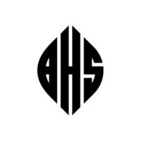 BHS circle letter logo design with circle and ellipse shape. BHS ellipse letters with typographic style. The three initials form a circle logo. BHS Circle Emblem Abstract Monogram Letter Mark Vector. vector