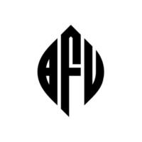 diseño de logotipo de letra de círculo bfu con forma de círculo y elipse. bfu elipse letras con estilo tipográfico. las tres iniciales forman un logo circular. vector de marca de letra de monograma abstracto del emblema del círculo bfu.