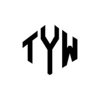 TYW letter logo design with polygon shape. TYW polygon and cube shape logo design. TYW hexagon vector logo template white and black colors. TYW monogram, business and real estate logo.