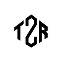 TZR letter logo design with polygon shape. TZR polygon and cube shape logo design. TZR hexagon vector logo template white and black colors. TZR monogram, business and real estate logo.
