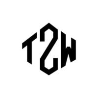 TZW letter logo design with polygon shape. TZW polygon and cube shape logo design. TZW hexagon vector logo template white and black colors. TZW monogram, business and real estate logo.