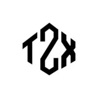 diseño de logotipo de letra tzx con forma de polígono. diseño de logotipo de forma de cubo y polígono tzx. tzx hexágono vector logo plantilla colores blanco y negro. monograma tzx, logotipo empresarial y inmobiliario.