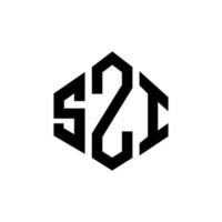 SZI letter logo design with polygon shape. SZI polygon and cube shape logo design. SZI hexagon vector logo template white and black colors. SZI monogram, business and real estate logo.