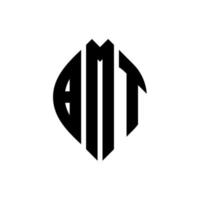 BMT circle letter logo design with circle and ellipse shape. BMT ellipse letters with typographic style. The three initials form a circle logo. BMT Circle Emblem Abstract Monogram Letter Mark Vector. vector