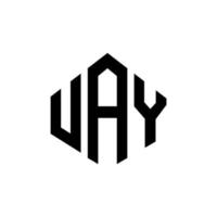 diseño de logotipo de letra uay con forma de polígono. diseño de logotipo en forma de polígono y cubo de uay. uay hexágono vector logo plantilla colores blanco y negro. monograma uay, logotipo empresarial y inmobiliario.