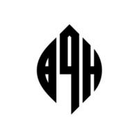 diseño de logotipo de letra circular bqh con forma de círculo y elipse. letras elipses bqh con estilo tipográfico. las tres iniciales forman un logo circular. vector de marca de letra de monograma abstracto del emblema del círculo bqh.