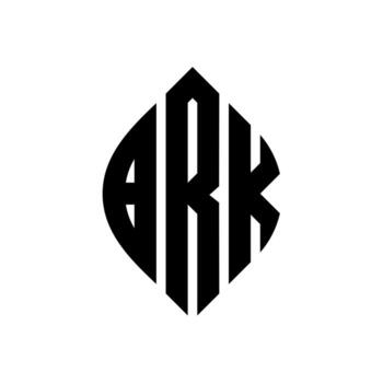 BRK circle letter logo design with circle and ellipse shape. BRK ellipse letters with typographic style. The three initials form a circle logo. BRK Circle Emblem Abstract Monogram Letter Mark Vector. vector