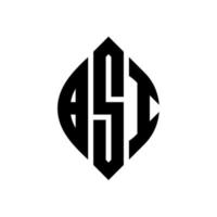 BSI circle letter logo design with circle and ellipse shape. BSI ellipse letters with typographic style. The three initials form a circle logo. BSI Circle Emblem Abstract Monogram Letter Mark Vector. vector