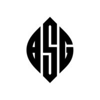 BSG circle letter logo design with circle and ellipse shape. BSG ellipse letters with typographic style. The three initials form a circle logo. BSG Circle Emblem Abstract Monogram Letter Mark Vector. vector