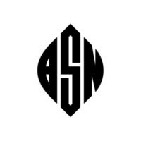 BSN circle letter logo design with circle and ellipse shape. BSN ellipse letters with typographic style. The three initials form a circle logo. BSN Circle Emblem Abstract Monogram Letter Mark Vector. vector