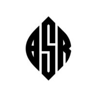 BSR circle letter logo design with circle and ellipse shape. BSR ellipse letters with typographic style. The three initials form a circle logo. BSR Circle Emblem Abstract Monogram Letter Mark Vector. vector