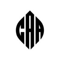 diseño de logotipo de letra de círculo caa con forma de círculo y elipse. caa elipse letras con estilo tipográfico. las tres iniciales forman un logo circular. vector de marca de letra de monograma abstracto del emblema del círculo caa.