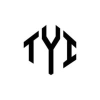 diseño de logotipo de letra tyi con forma de polígono. diseño de logotipo en forma de cubo y polígono tyi. tyi hexágono vector logo plantilla colores blanco y negro. monograma tyi, logotipo empresarial y inmobiliario.