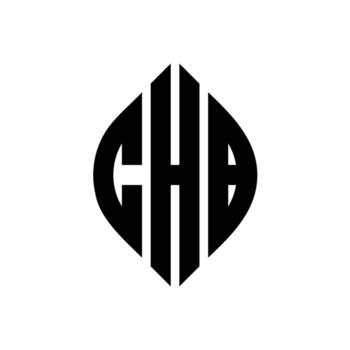 CHB circle letter logo design with circle and ellipse shape. CHB ellipse letters with typographic style. The three initials form a circle logo. CHB Circle Emblem Abstract Monogram Letter Mark Vector. vector
