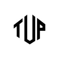 diseño de logotipo de letra tup con forma de polígono. tup polígono y diseño de logotipo en forma de cubo. tup hexágono vector logo plantilla colores blanco y negro. tup monograma, logotipo comercial e inmobiliario.
