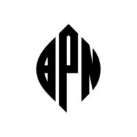 BPN circle letter logo design with circle and ellipse shape. BPN ellipse letters with typographic style. The three initials form a circle logo. BPN Circle Emblem Abstract Monogram Letter Mark Vector. vector