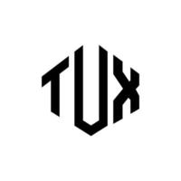 diseño de logotipo de letra tux con forma de polígono. tux polígono y diseño de logotipo en forma de cubo. tux hexágono vector logo plantilla colores blanco y negro. monograma de esmoquin, logotipo empresarial y inmobiliario.