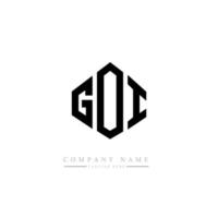 GOI letter logo design with polygon shape. GOI polygon and cube shape logo design. GOI hexagon vector logo template white and black colors. GOI monogram, business and real estate logo.