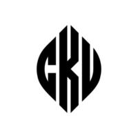 Diseño de logotipo de letra de círculo cku con forma de círculo y elipse. cku elipse letras con estilo tipográfico. las tres iniciales forman un logo circular. vector de marca de letra de monograma abstracto del emblema del círculo cku.