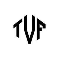 diseño de logotipo de letra tvf con forma de polígono. tvf polígono y diseño de logotipo en forma de cubo. tvf hexágono vector logo plantilla colores blanco y negro. Monograma tvf, logotipo comercial y inmobiliario.