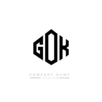 GOK letter logo design with polygon shape. GOK polygon and cube shape logo design. GOK hexagon vector logo template white and black colors. GOK monogram, business and real estate logo.