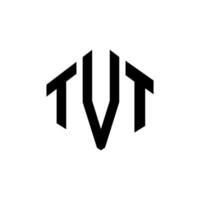 TVT letter logo design with polygon shape. TVT polygon and cube shape logo design. TVT hexagon vector logo template white and black colors. TVT monogram, business and real estate logo.