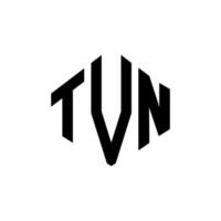 TVN letter logo design with polygon shape. TVN polygon and cube shape logo design. TVN hexagon vector logo template white and black colors. TVN monogram, business and real estate logo.