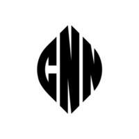 CNN circle letter logo design with circle and ellipse shape. CNN ellipse letters with typographic style. The three initials form a circle logo. CNN Circle Emblem Abstract Monogram Letter Mark Vector. vector