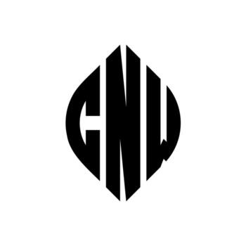 CNW circle letter logo design with circle and ellipse shape. CNW ellipse letters with typographic style. The three initials form a circle logo. CNW Circle Emblem Abstract Monogram Letter Mark Vector. vector