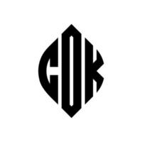 diseño de logotipo de letra de círculo cok con forma de círculo y elipse. cok letras elipses con estilo tipográfico. las tres iniciales forman un logo circular. vector de marca de letra de monograma abstracto del emblema del círculo de cok.