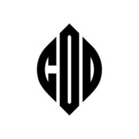 COD circle letter logo design with circle and ellipse shape. COD ellipse letters with typographic style. The three initials form a circle logo. COD Circle Emblem Abstract Monogram Letter Mark Vector. vector