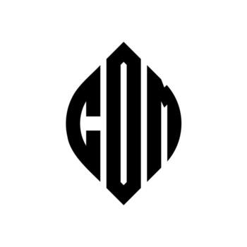 COM circle letter logo design with circle and ellipse shape. COM ellipse letters with typographic style. The three initials form a circle logo. COM Circle Emblem Abstract Monogram Letter Mark Vector. vector