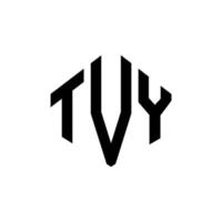 TVY letter logo design with polygon shape. TVY polygon and cube shape logo design. TVY hexagon vector logo template white and black colors. TVY monogram, business and real estate logo.