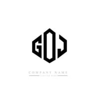 GOJ letter logo design with polygon shape. GOJ polygon and cube shape logo design. GOJ hexagon vector logo template white and black colors. GOJ monogram, business and real estate logo.