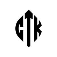 diseño de logotipo de letra de círculo ctk con forma de círculo y elipse. ctk letras elipses con estilo tipográfico. las tres iniciales forman un logo circular. vector de marca de letra de monograma abstracto del emblema del círculo ctk.