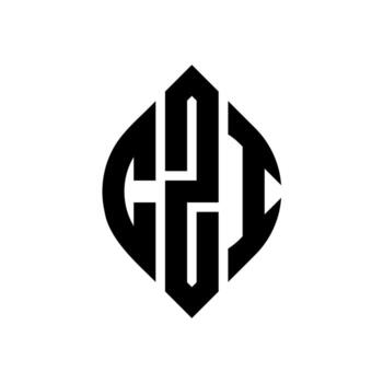 CZI circle letter logo design with circle and ellipse shape. CZI ellipse letters with typographic style. The three initials form a circle logo. CZI Circle Emblem Abstract Monogram Letter Mark Vector. vector