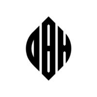 diseño de logotipo de letra de círculo dbx con forma de círculo y elipse. Letras de elipse dbx con estilo tipográfico. las tres iniciales forman un logo circular. vector de marca de letra de monograma abstracto del emblema del círculo dbx.