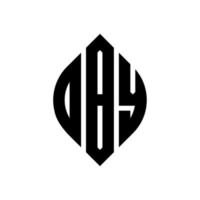 diseño de logotipo de letra de círculo dby con forma de círculo y elipse. dby letras elipses con estilo tipográfico. las tres iniciales forman un logo circular. vector de marca de letra de monograma abstracto de emblema de círculo dby.