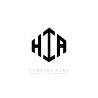 diseño de logotipo de letra hia con forma de polígono. hia polígono y diseño de logotipo en forma de cubo. hia hexágono vector logo plantilla colores blanco y negro. monograma hia, logotipo comercial e inmobiliario.