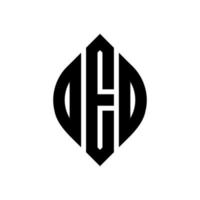 DED circle letter logo design with circle and ellipse shape. DED ellipse letters with typographic style. The three initials form a circle logo. DED Circle Emblem Abstract Monogram Letter Mark Vector. vector