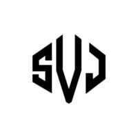 SVJ letter logo design with polygon shape. SVJ polygon and cube shape logo design. SVJ hexagon vector logo template white and black colors. SVJ monogram, business and real estate logo.