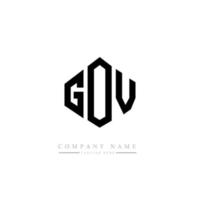 GOV letter logo design with polygon shape. GOV polygon and cube shape logo design. GOV hexagon vector logo template white and black colors. GOV monogram, business and real estate logo.