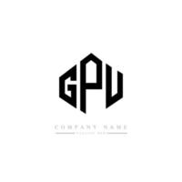 GPU letter logo design with polygon shape. GPU polygon and cube shape logo design. GPU hexagon vector logo template white and black colors. GPU monogram, business and real estate logo.