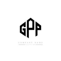 diseño de logotipo de letra gpp con forma de polígono. diseño de logotipo de forma de cubo y polígono gpp. plantilla de logotipo vectorial hexagonal gpp colores blanco y negro. monograma gpp, logotipo empresarial y inmobiliario. vector