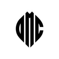 diseño de logotipo de letra de círculo dmc con forma de círculo y elipse. Letras de elipse dmc con estilo tipográfico. las tres iniciales forman un logo circular. vector de marca de letra de monograma abstracto del emblema del círculo dmc.