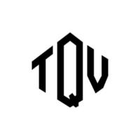 TQV letter logo design with polygon shape. TQV polygon and cube shape logo design. TQV hexagon vector logo template white and black colors. TQV monogram, business and real estate logo.